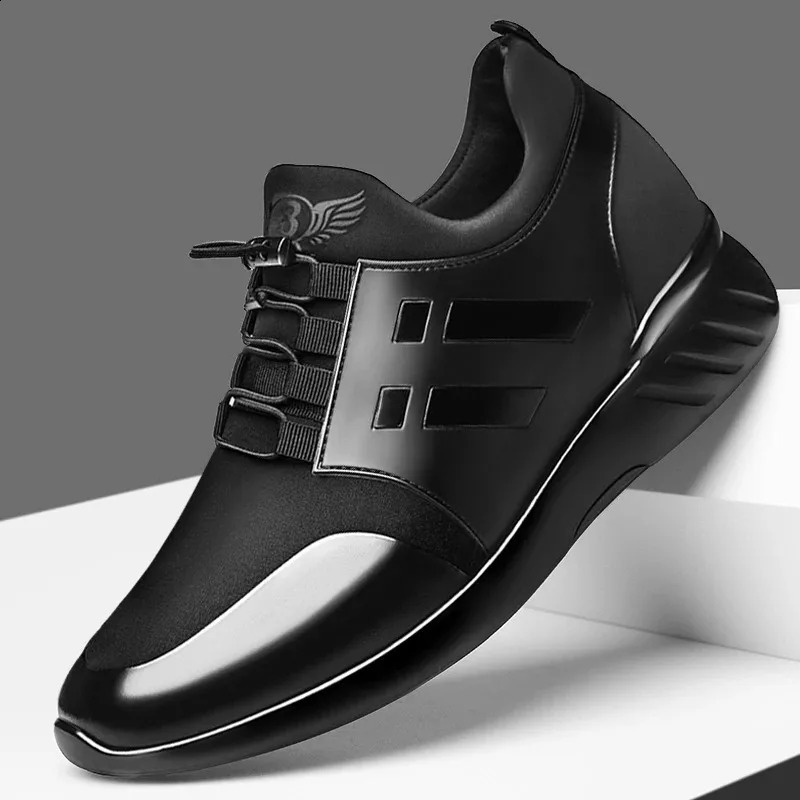 YEWNUW Height Increase Sneakers For Men Running Elastic Breathable Monochrome Comfortable Casual Shoes 240924