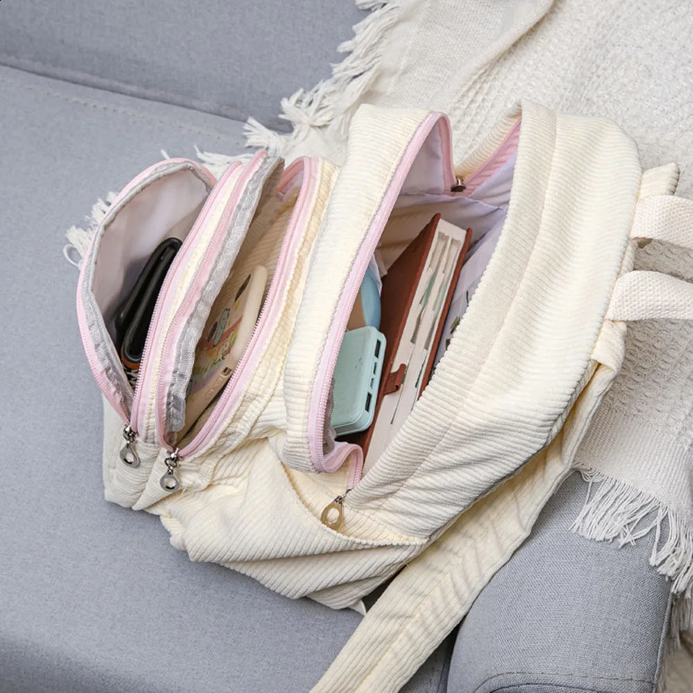 2025 NEW Corduroy Fashion Y2K Stylish Laptop Backpack Cute Simple Multi-pocket School Bag for Students 240921 zhanyishengli
