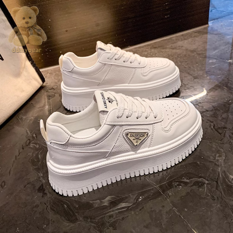 Ddmybear Thick Soled Sponge Cake White For Women, Autumn Versatile Low Top Height Increasing Fashion Korean Version Small Casual Shoes Chinese Brand S