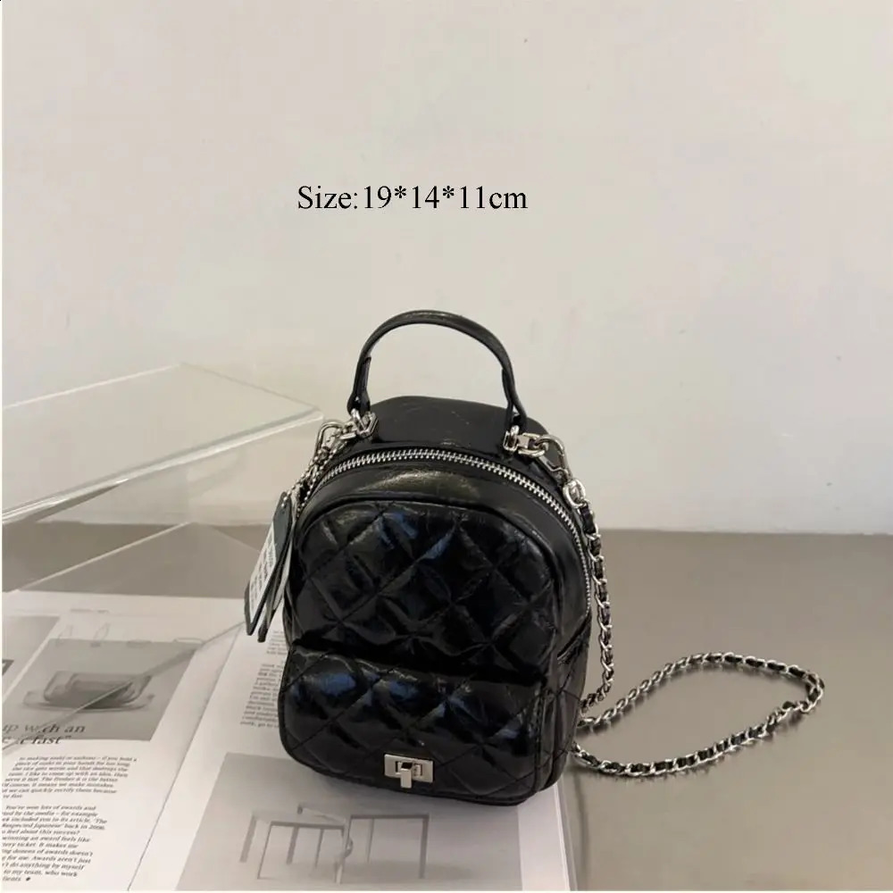multifunctional chain back leather bow element handbag shoulder bag PU Argyle travel backpack 240927 0366 4