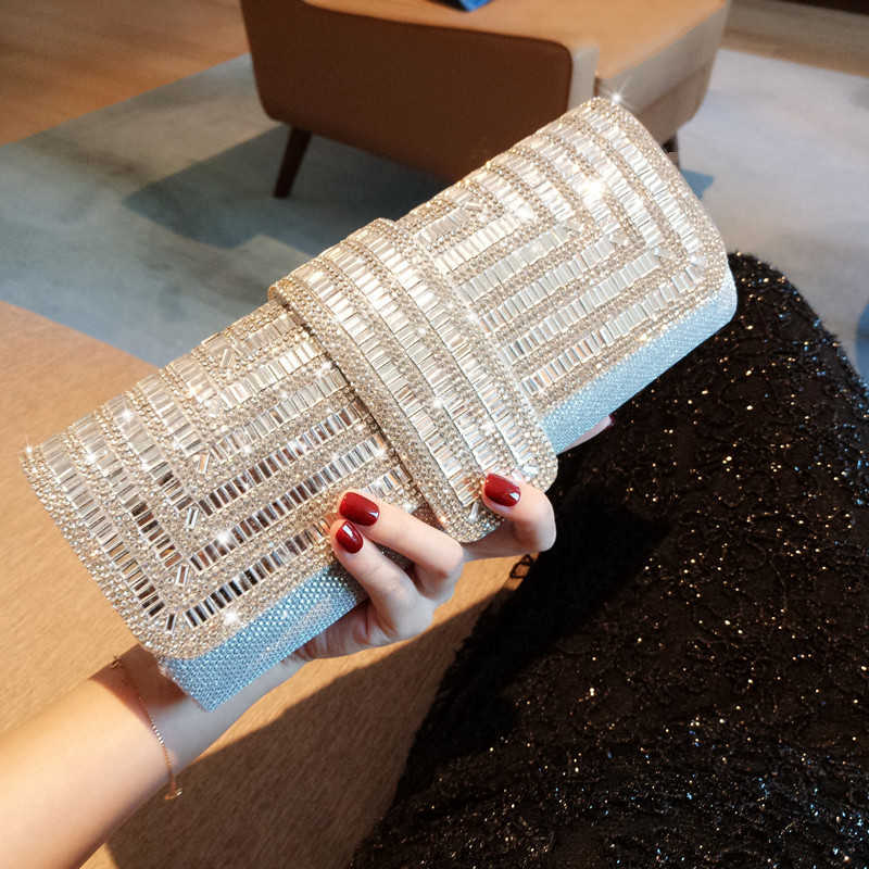 Clutch Bag Rhinestone Flash Womens Chain Dinner Bag Dress Designer Bag Bridal Banquet Bag Celebrity Handbag Womens Dinner Bag 240920