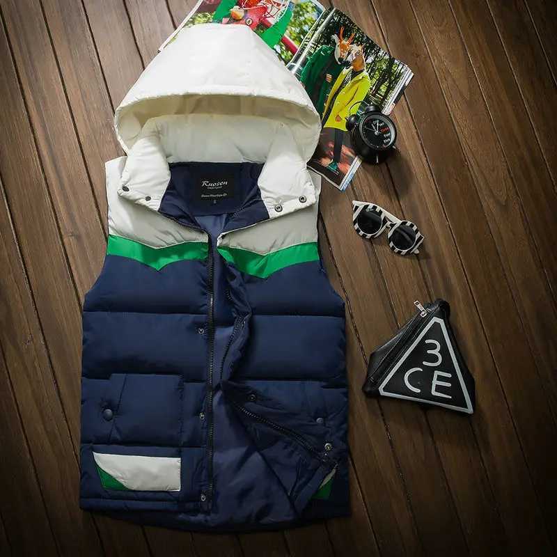 Autumn and winter hooded mens casual ultra-thin warm womens sleeveless jacket youth mens vest plus size S-3XL M240928