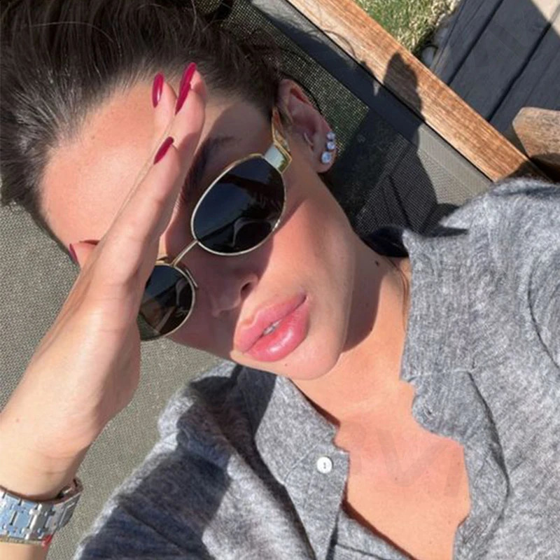 Fashion Oval Sunglasse Retro Trend Outdoor Metal Sun Glasses High Quality Classic Men Eyewear UV400 Goggles 240923