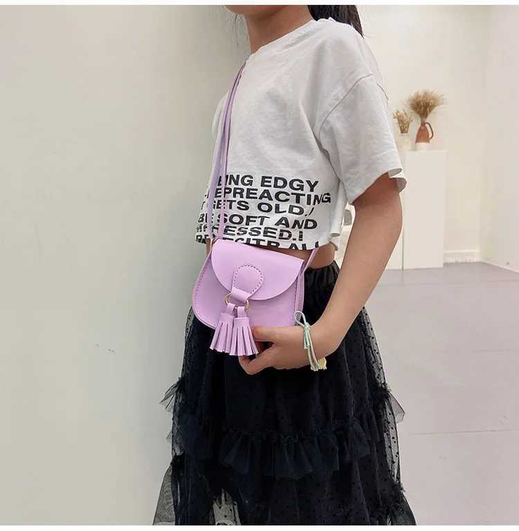 Cute Princess Accessories Kids Coin Purse Handbags Cute Girls Baby Tassel Crossbody Bags PU Leather Children Small Shoulder Bag LX241104