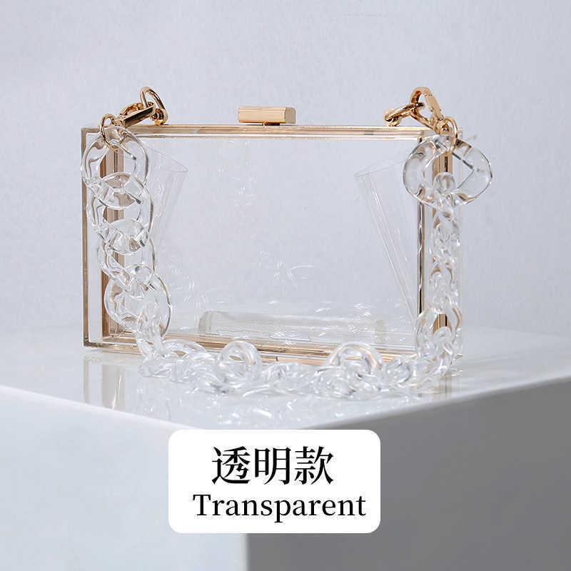 Clutch Bag Summer New Fashion Acrylic Designer Bag Womens One Shoulder Chain Messenger Evening Party Bag Square Box Transparent Bag 240920