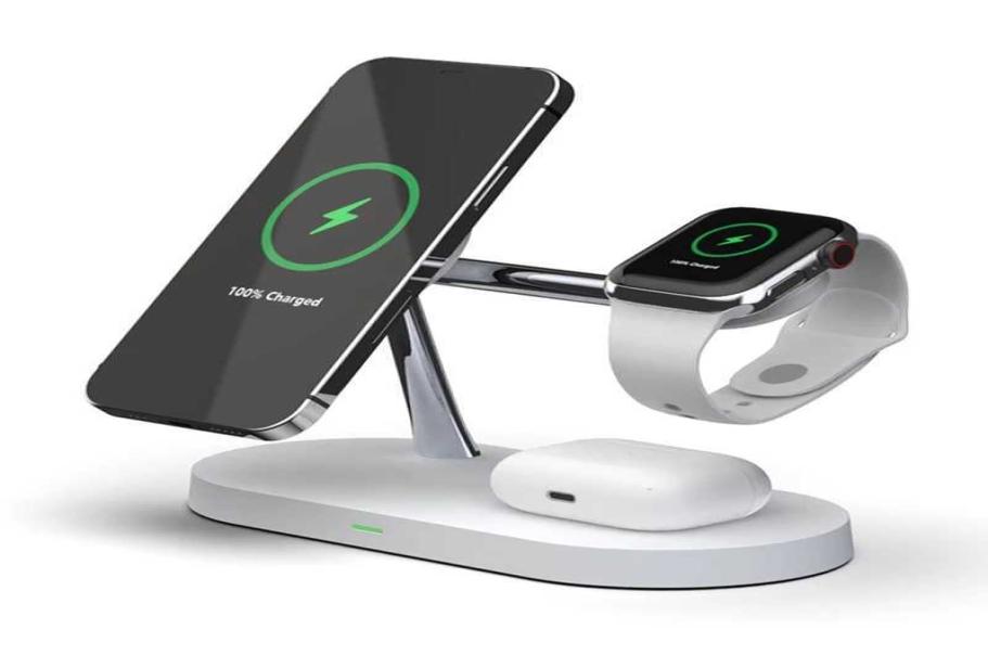 15W Fast Charging Stand 5 In 1 Magnetic Wireless Charger Station For IPhone 12 Pro Max Airpods Apple Watch 6 SE 4 3 2 Magnet Charg