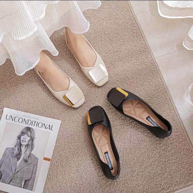 New 2025 Flat Fashion Women Square Breathable Casual Black Comfortable Work Soft Large Size Women's Loafers Shoes 's