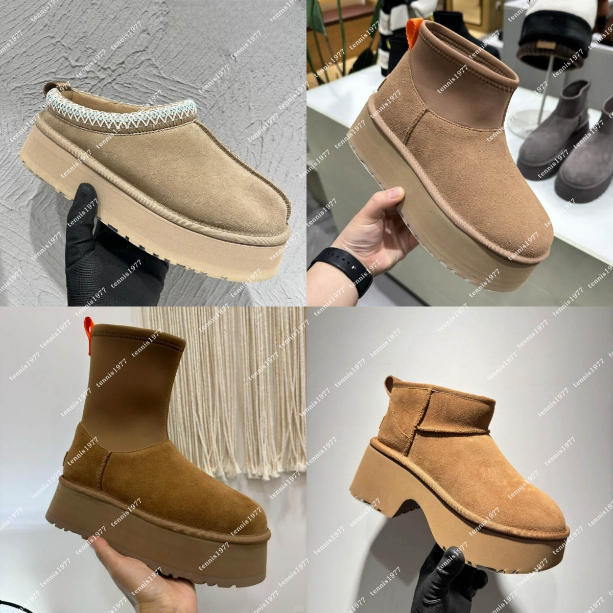 Tazz slippers woman winter boots designer Thick bottom warm tasman platform women men classic fur Chunky Heel Platform chestnut