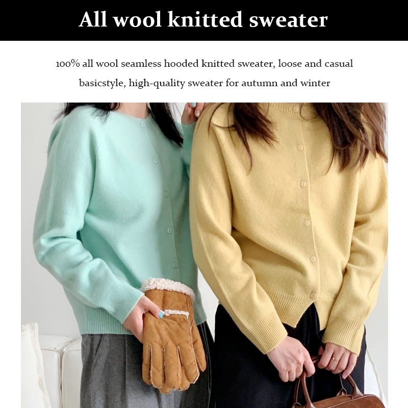 100% all wool seamless knitted cardigan sweater loose casual basic section of fall and winter high quality sweater