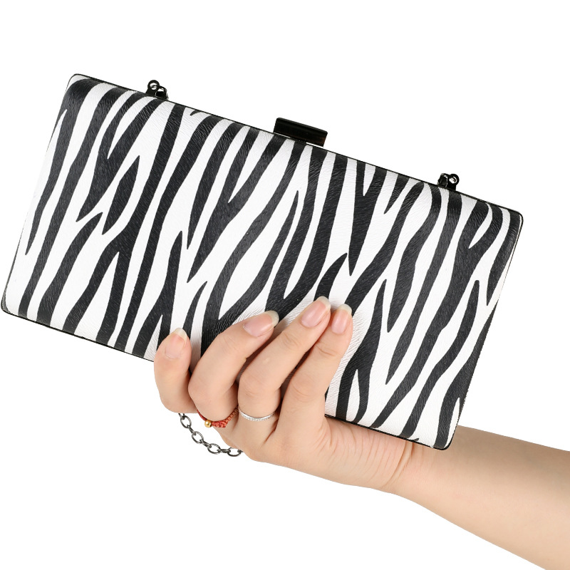 Zebra print dinner package Europe and the United States fashion clutch PU chain foreign trade evening bag 4