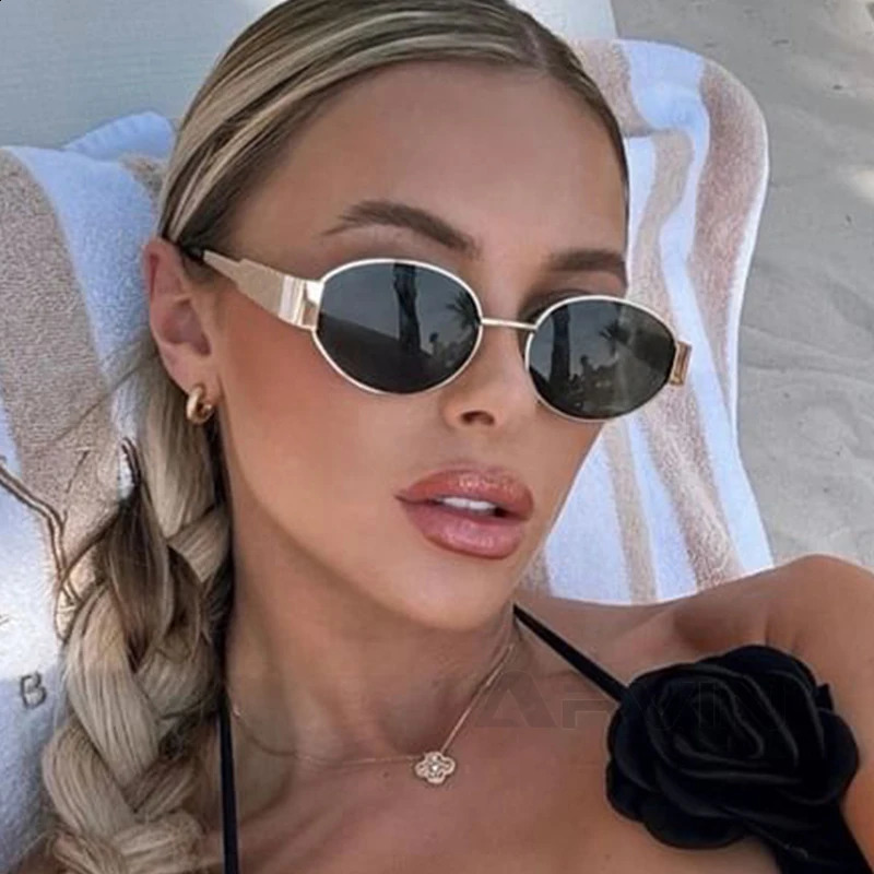 Fashion Oval Sunglasse Retro Trend Outdoor Metal Sun Glasses High Quality Classic Men Eyewear UV400 Goggles 240923