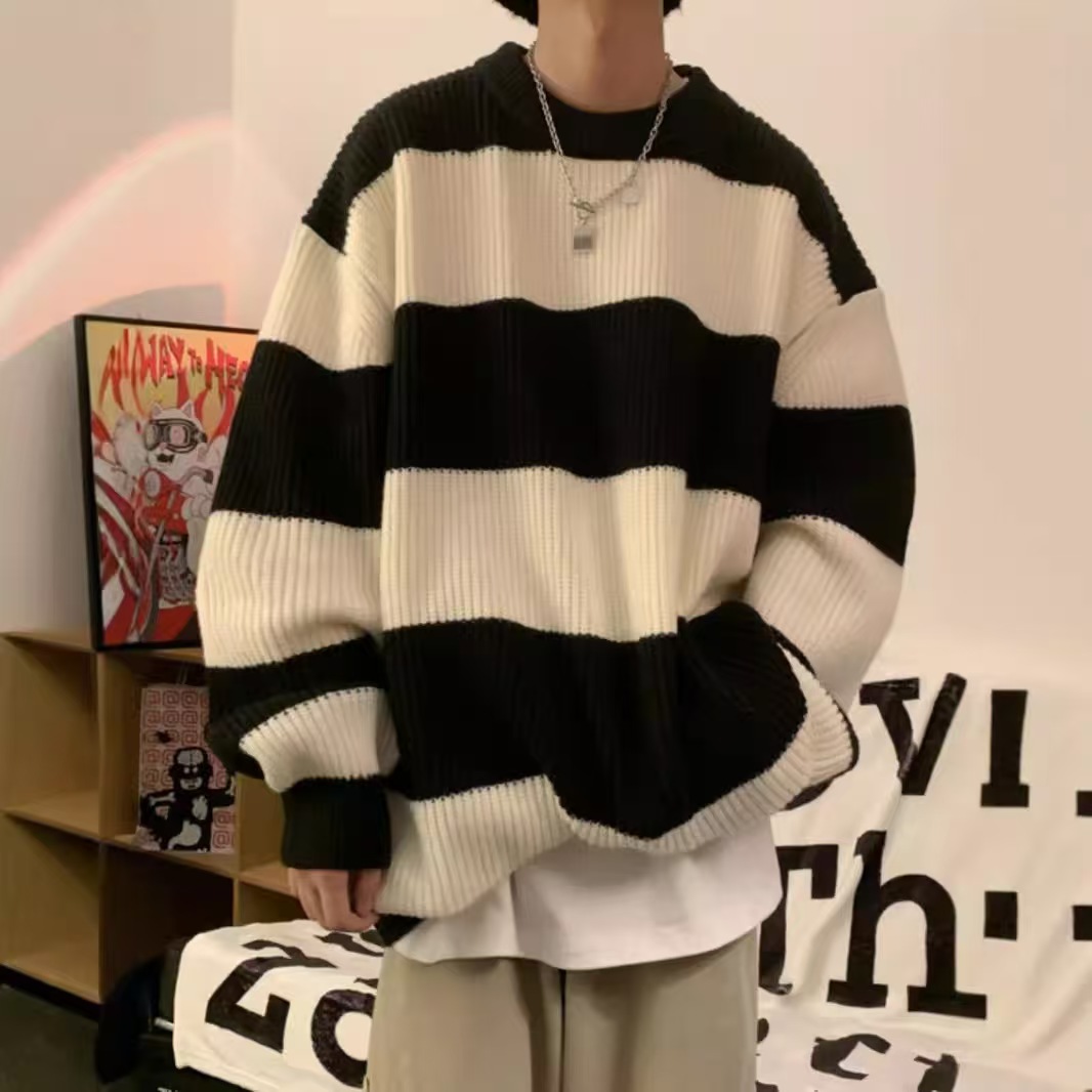 Round neck sweater sweater men's fashion brand handsome autumn and winter bottoming shirt new men's temperament slim top