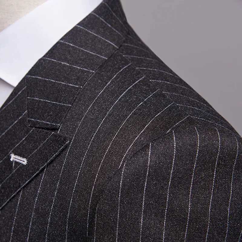 Mens Striped Suit Business Casual (suit + Trousers) New Korean Version of The Trend Formal Small Suit Professional 2-piece SetX240927