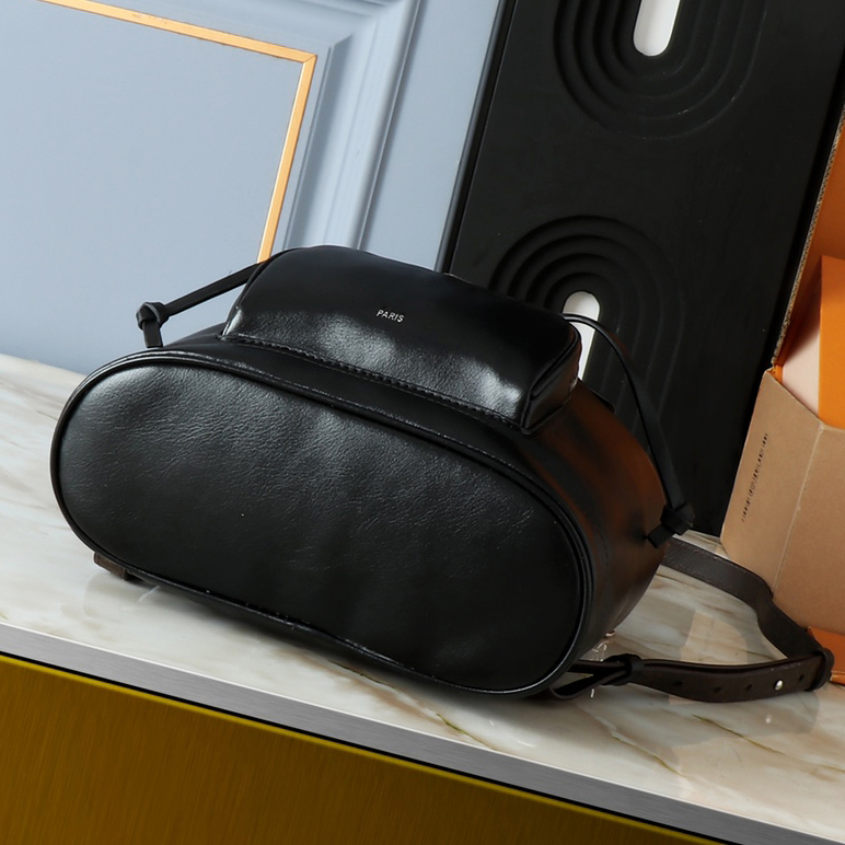 Women Trendy Fashion mini backpack Drawstring Backpacks Black Leather Backpack Student Bookbags Double Designer weekend bag Shoulder bags