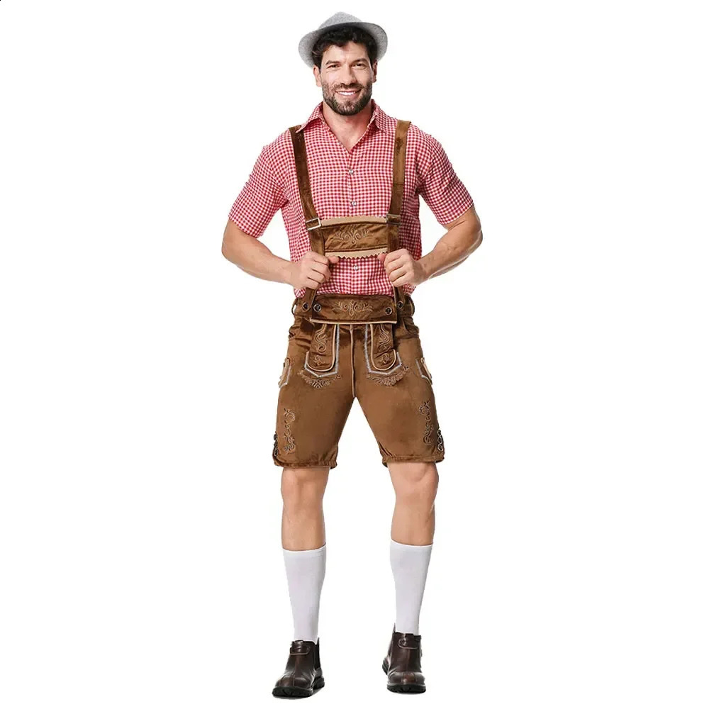 Bavarian October Festival German Beer Clothing Mens Beer Festival Lederhosen Clothing Beer Shirt Pendant Short Hat Role Playing Clothing 240927CJ