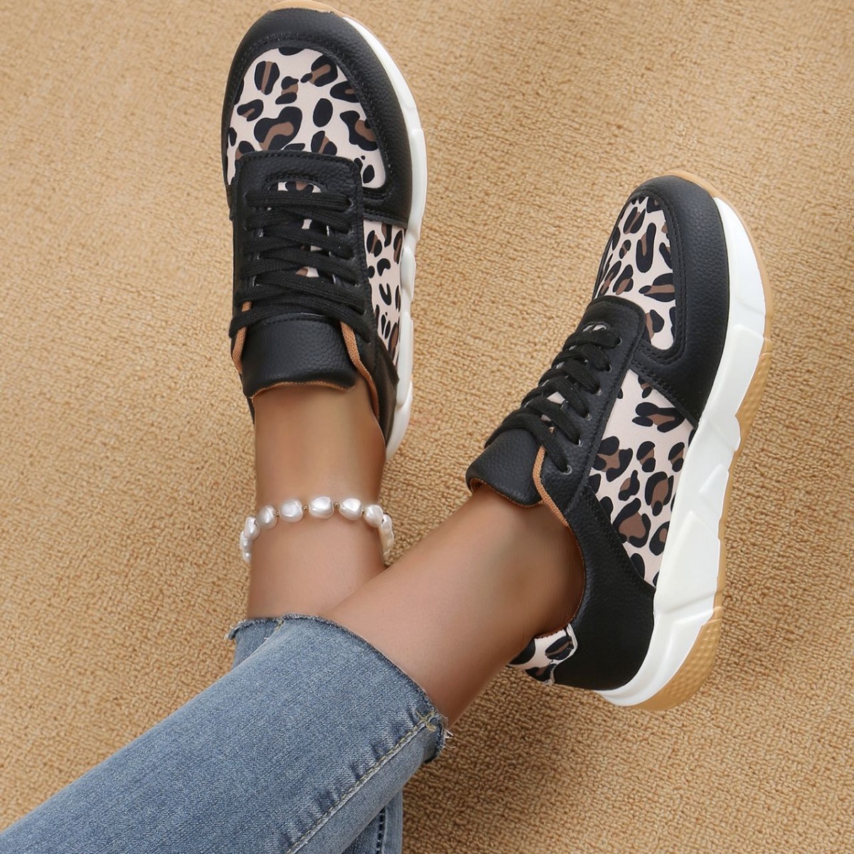 Ddmytiger Ddmytiger Spring New Leopard Print Casual Platform Sneakers For Women Flat Bottom With Laces Large Size Sports Shoes Chinese Brand