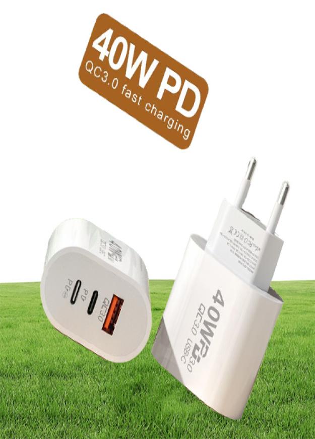 40W 3A 3 Ports Dual PD Type c Wall Charger Fast Charging Power Adapters For Samsung s20 s22 Utral Htc Xiaomi Huawei7502407