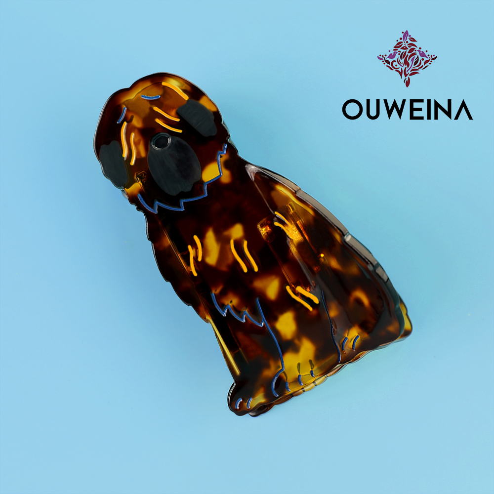 Fun cute dog acetate hair clips girl heart bangs clip side clip student creative broken hair clip