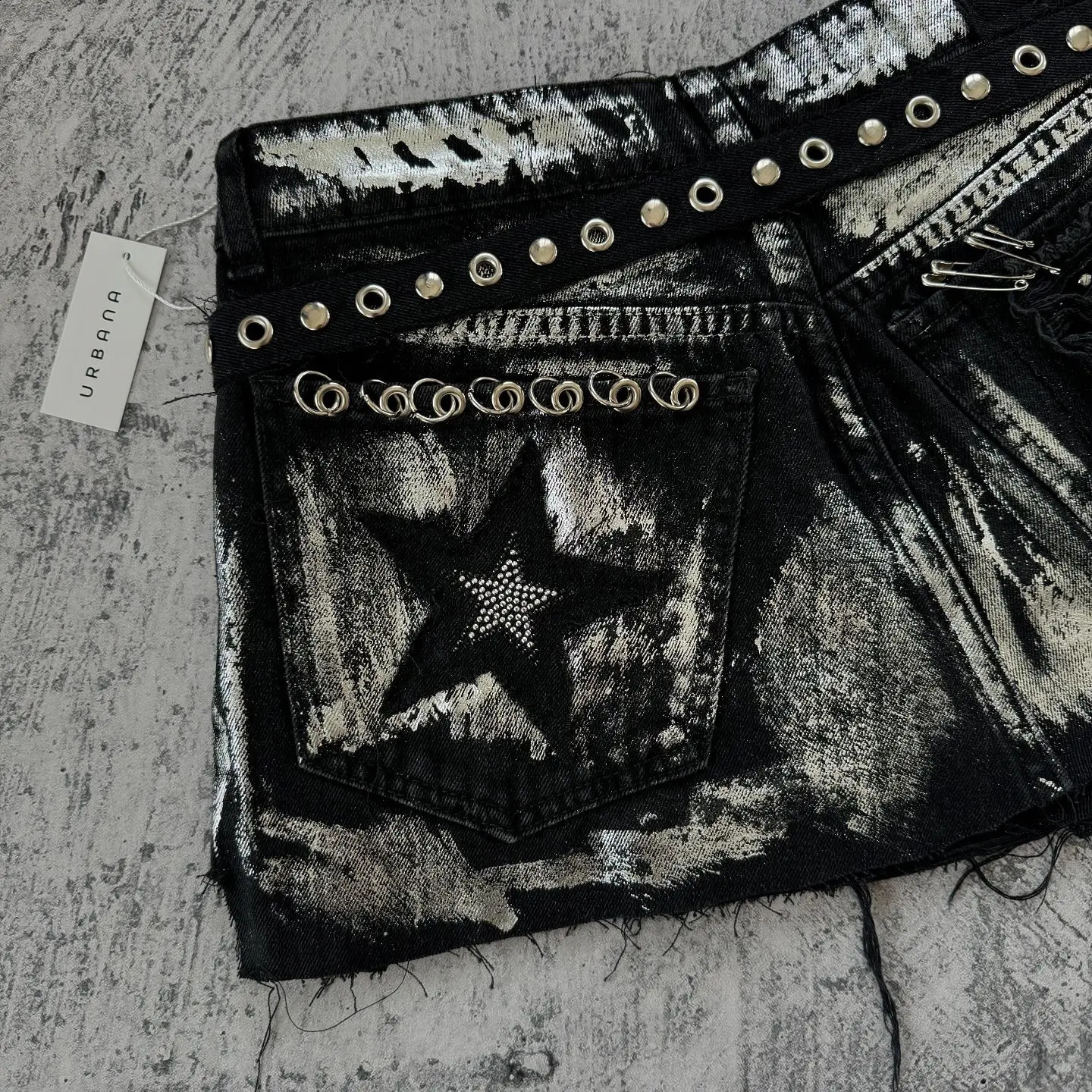 Womens Y2K snowboard Harajuku Gothic hiphop retro rhinestone sequin bag denim short waist ultrathin mini sprint 240926