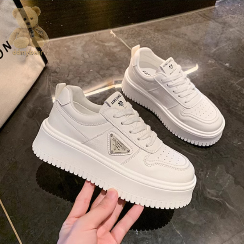 Ddmybear Thick Soled Sponge Cake White For Women, Autumn Versatile Low Top Height Increasing Fashion Korean Version Small Casual Shoes Chinese Brand S