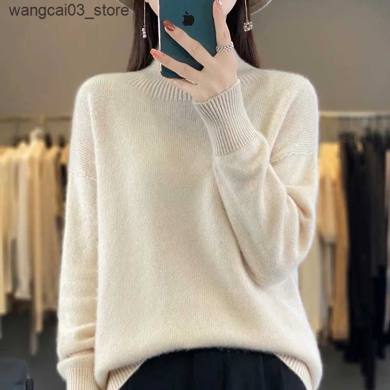Maternity Sweaters Autumn And Winter New Wool Sweater 100 Pure Wool Womens First-line Garments Loose Half-high Collar Pullover Cashmere Knitted Ba L24
