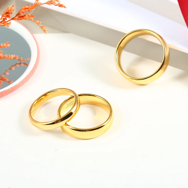 Classic Tungsten Carbide Rings Glod Color 4/6/8mm For Women Men Couple Wedding Bands Zirconia Engagement Christmas Gift Jewelry 240927