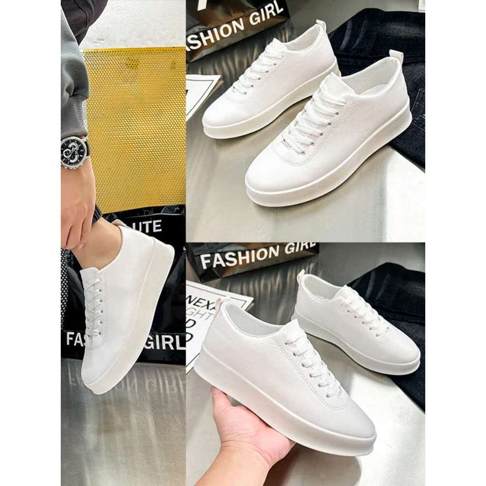 Spring and Autumn Men Leather Sneakers Round Toe Breathable Low Top Casual Male Flats ree shipping shoes 241108