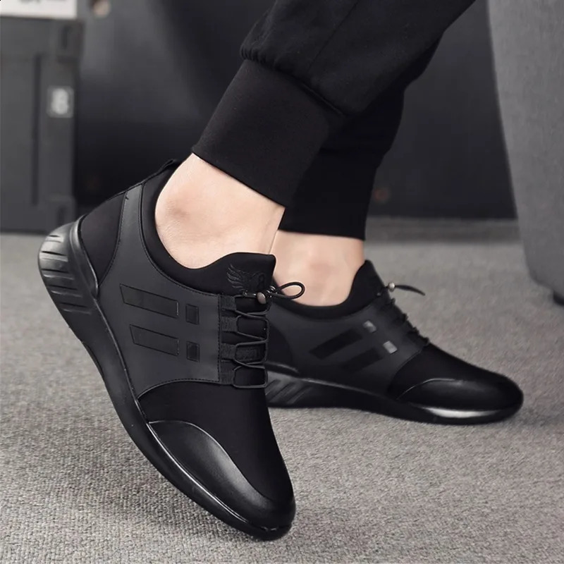 YEWNUW Height Increase Sneakers For Men Running Elastic Breathable Monochrome Comfortable Casual Shoes 240924