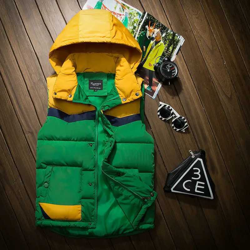 Autumn and winter hooded mens casual ultra-thin warm womens sleeveless jacket youth mens vest plus size S-3XL M240928