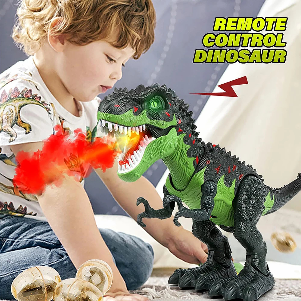 Remote Control Dinosaur Toys for Kids 3-5 5-7 8-12 RC Walking Robot T-Rex Simulated Flame Spray Eggs Laying Light Roaring 240920