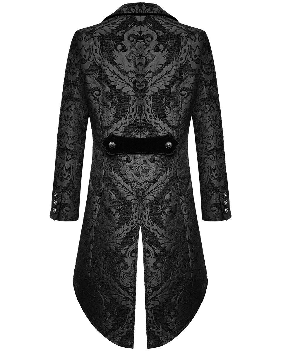 Fashionable men's Gothic steampunk tailcoat jacket Black satin wedding coat