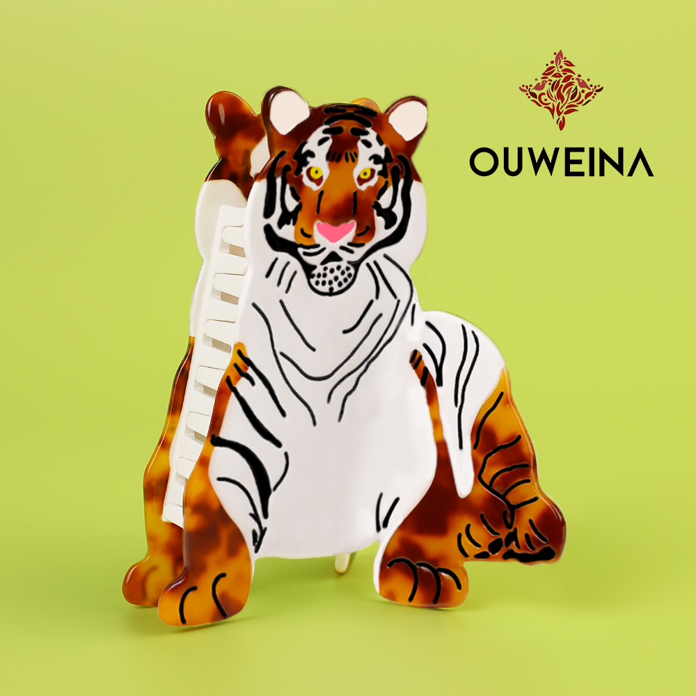 Fun tiger acetate hairpin girl heart bangs clip side clip student creative broken hairpin hair accessories wholesale