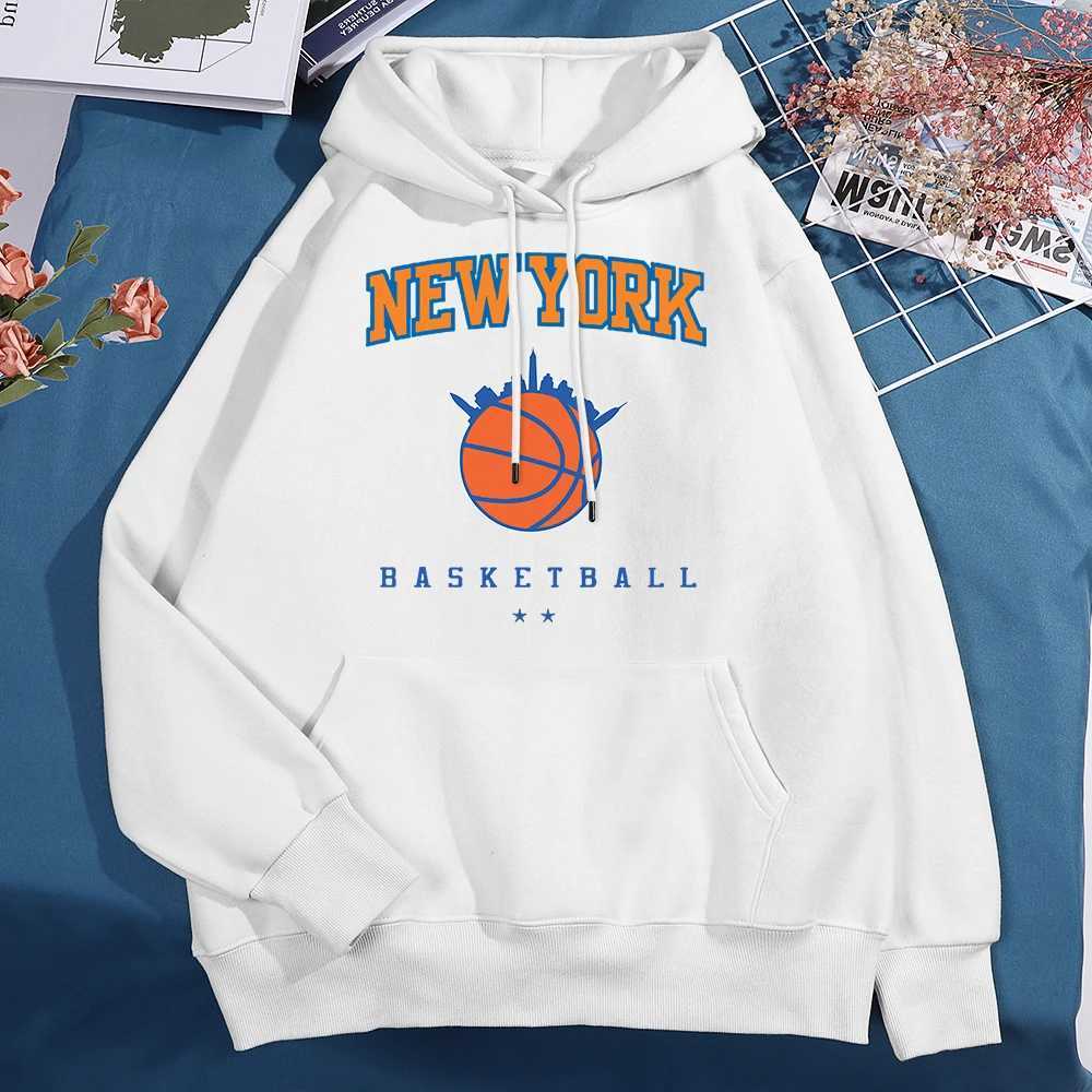 New York Basketball Printed Sweater Mens New Loose Wool Hoodie Loose Pullover Hoodie Crewneck Pocket Clothing W240928