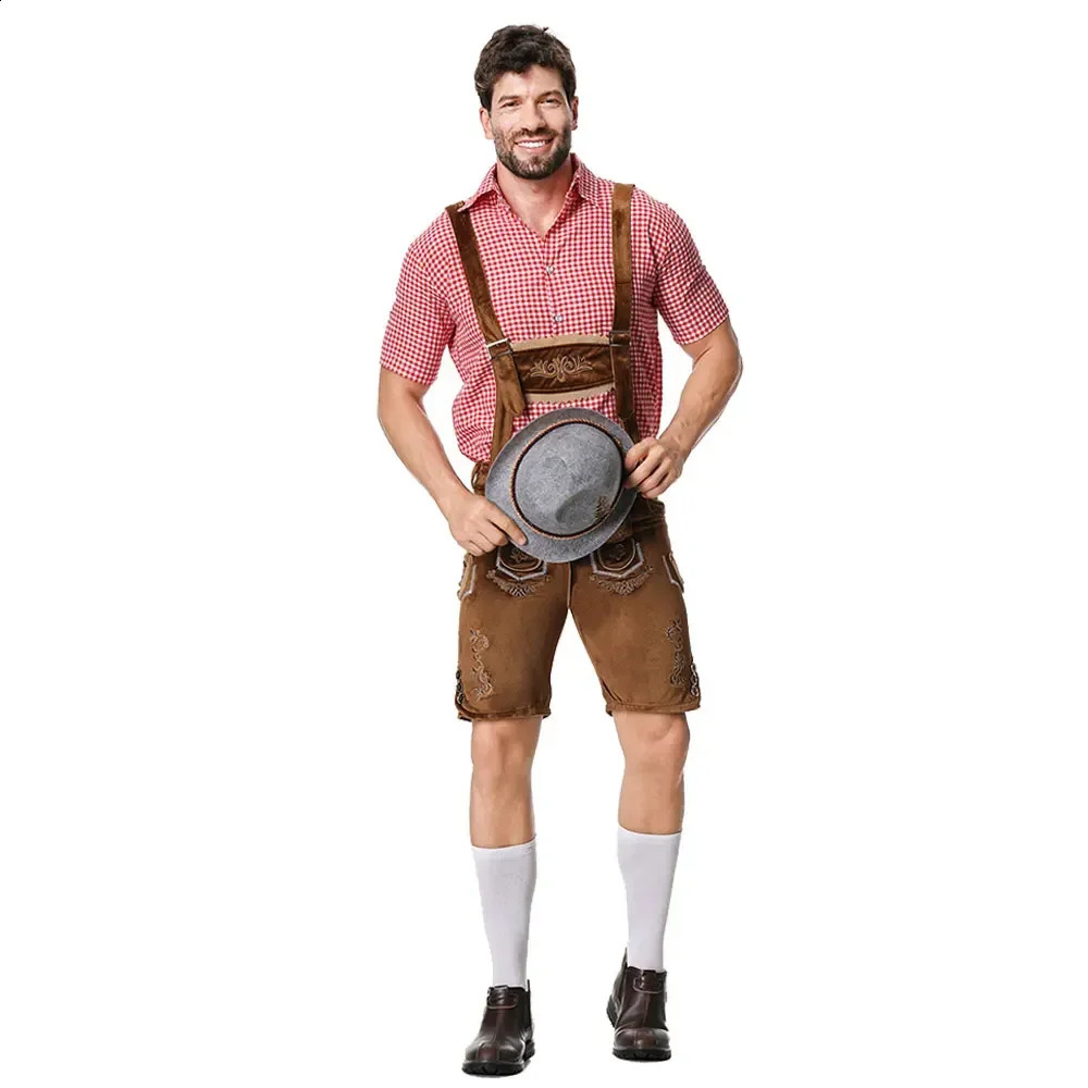 Bavarian October Festival German Beer Clothing Mens Beer Festival Lederhosen Clothing Beer Shirt Pendant Short Hat Role Playing Clothing 240927CJ