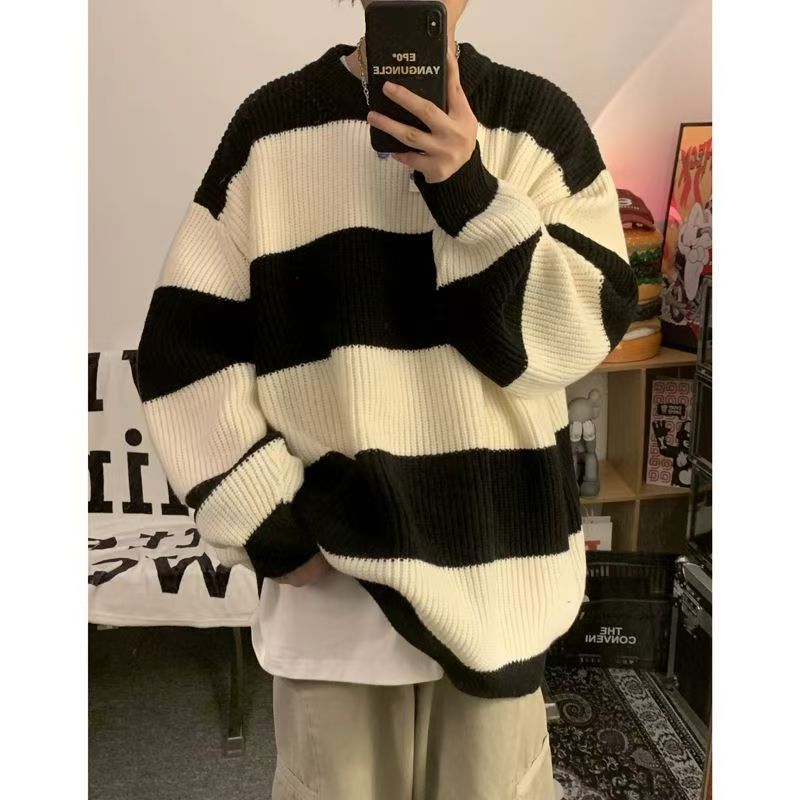 Round neck sweater sweater men's fashion brand handsome autumn and winter bottoming shirt new men's temperament slim top