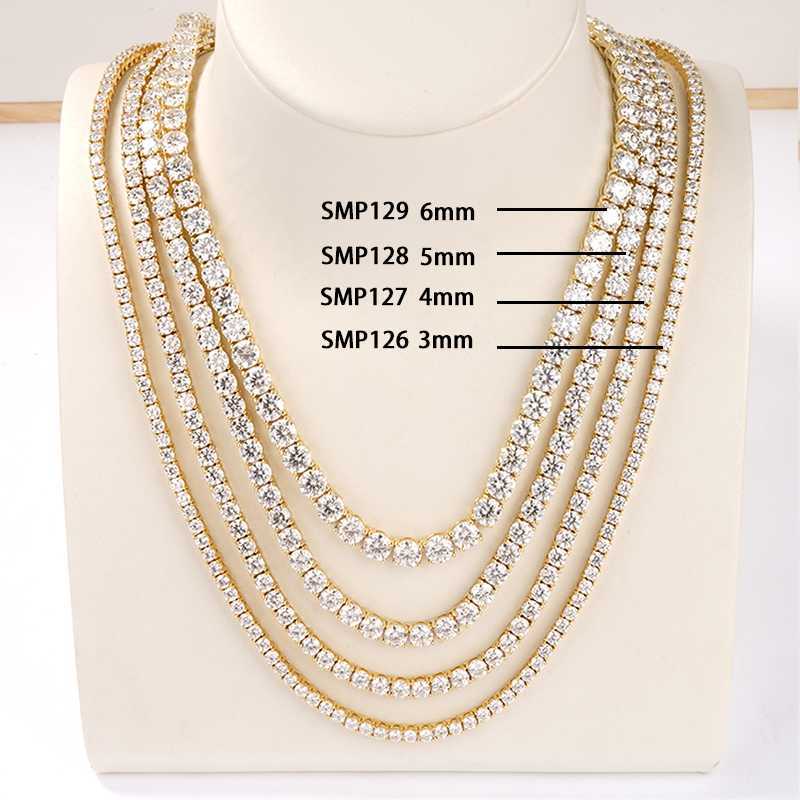 3mm 4mm round shape D VVS1 moissanites Wholesale Starsgem Sterg Sier jewelry bracelet tennis chain S Necklace