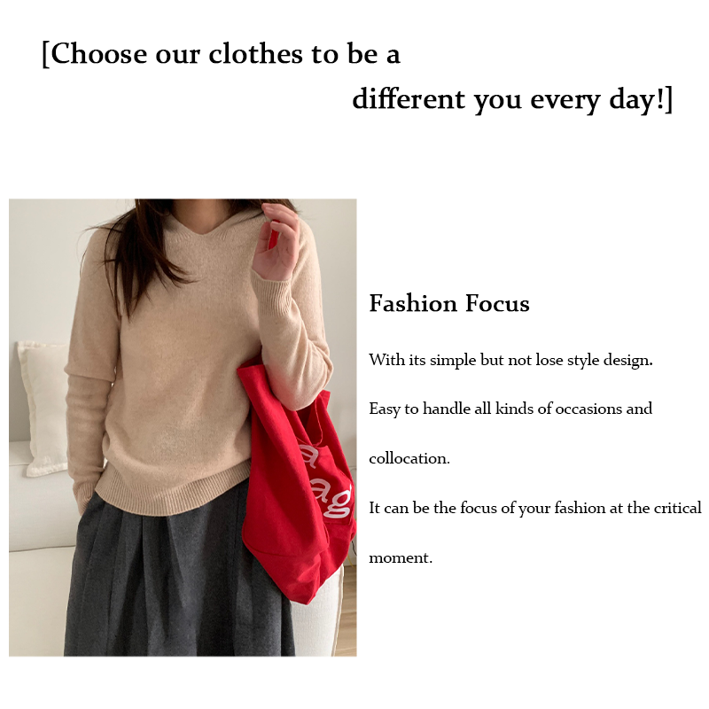 100% full wool seamless hooded knit sweater loose casual basic section fall and winter high quality sweater