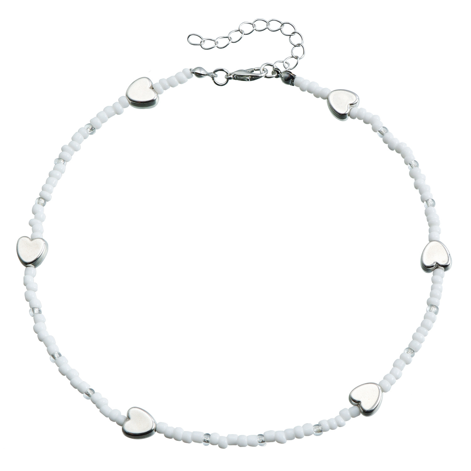 Creative European Bohemian White Bead Chain Necklace for Ladies Sweetheart Pendant Choker Heart Necklace For Women Y2K Jewelry Party Birthday Office T