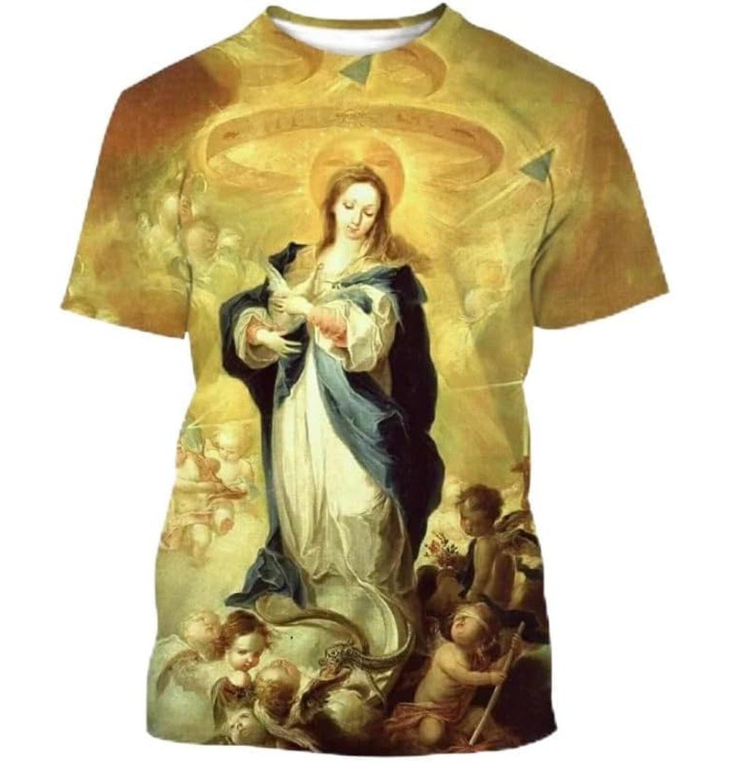 Mens T shirt Fashion Virgin Mary 3D Printing T-shirt Personality Loving God Loves The World Short-sleeved Couple Shirt Unisex Religious shirts tshirt 