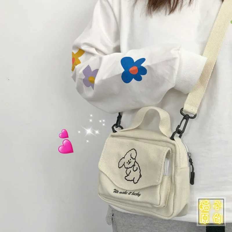 Womens messenger bag womens canvas printed cute envelope bag womens cute cartoon student shoulder bag Z250225