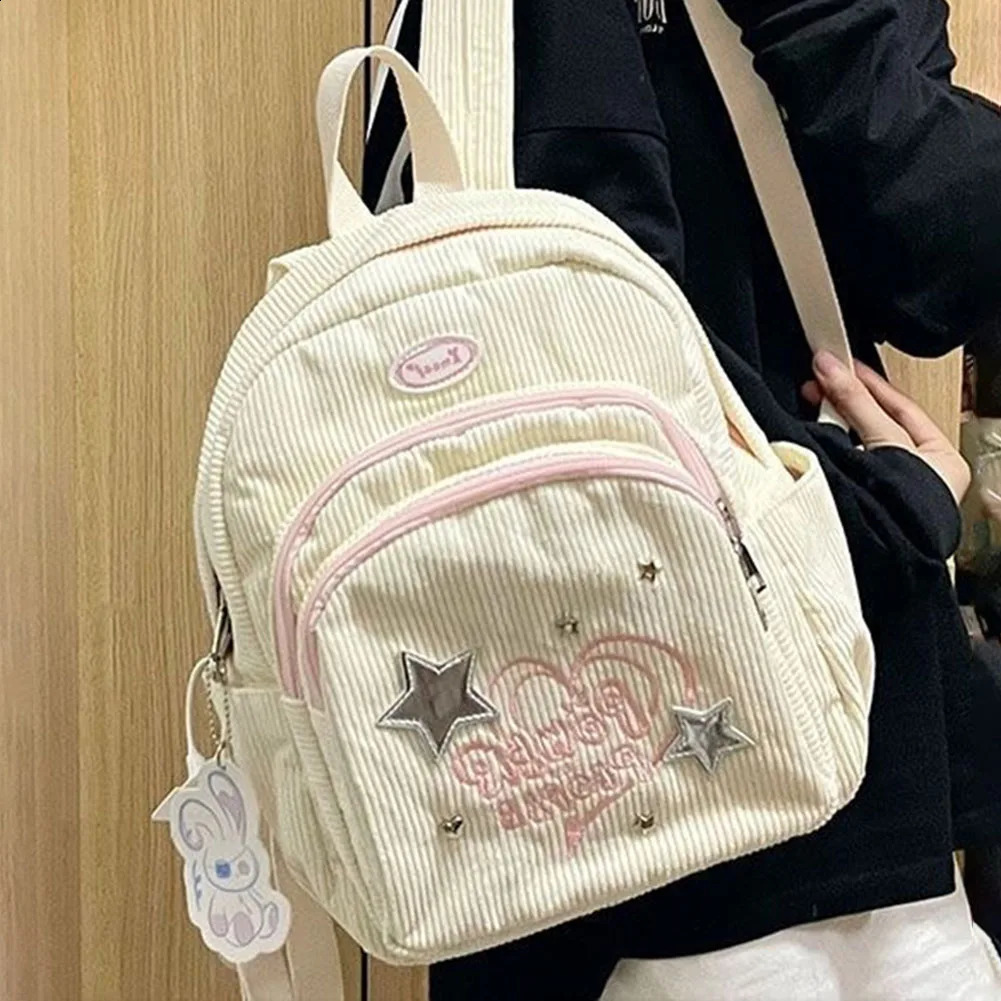 2025 NEW Corduroy Fashion Y2K Stylish Laptop Backpack Cute Simple Multi-pocket School Bag for Students 240921 zhanyishengli
