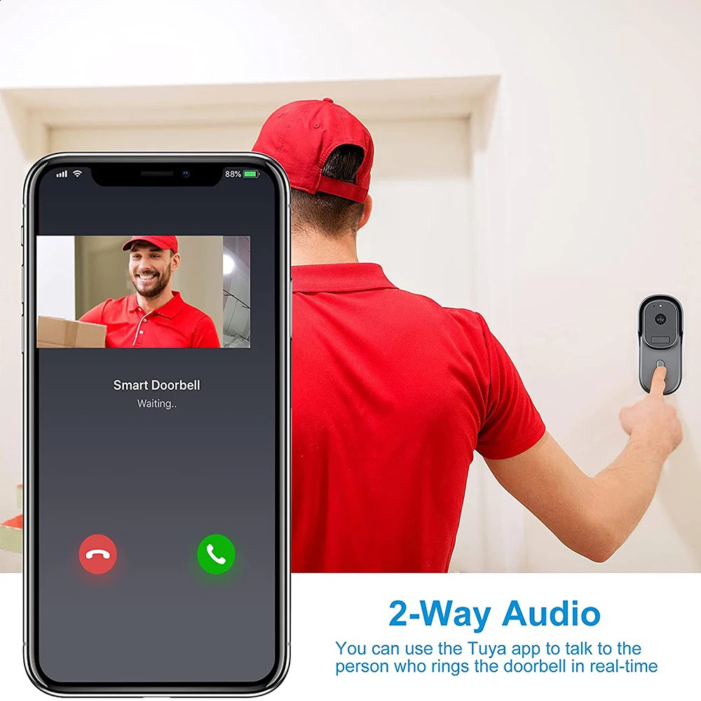 Tuya HD 1080P Video Doorbell WiFi Camera Collaborating with Alexa Google Home Waterproof Doorbell Smart Life Application with Motion Detection 241019