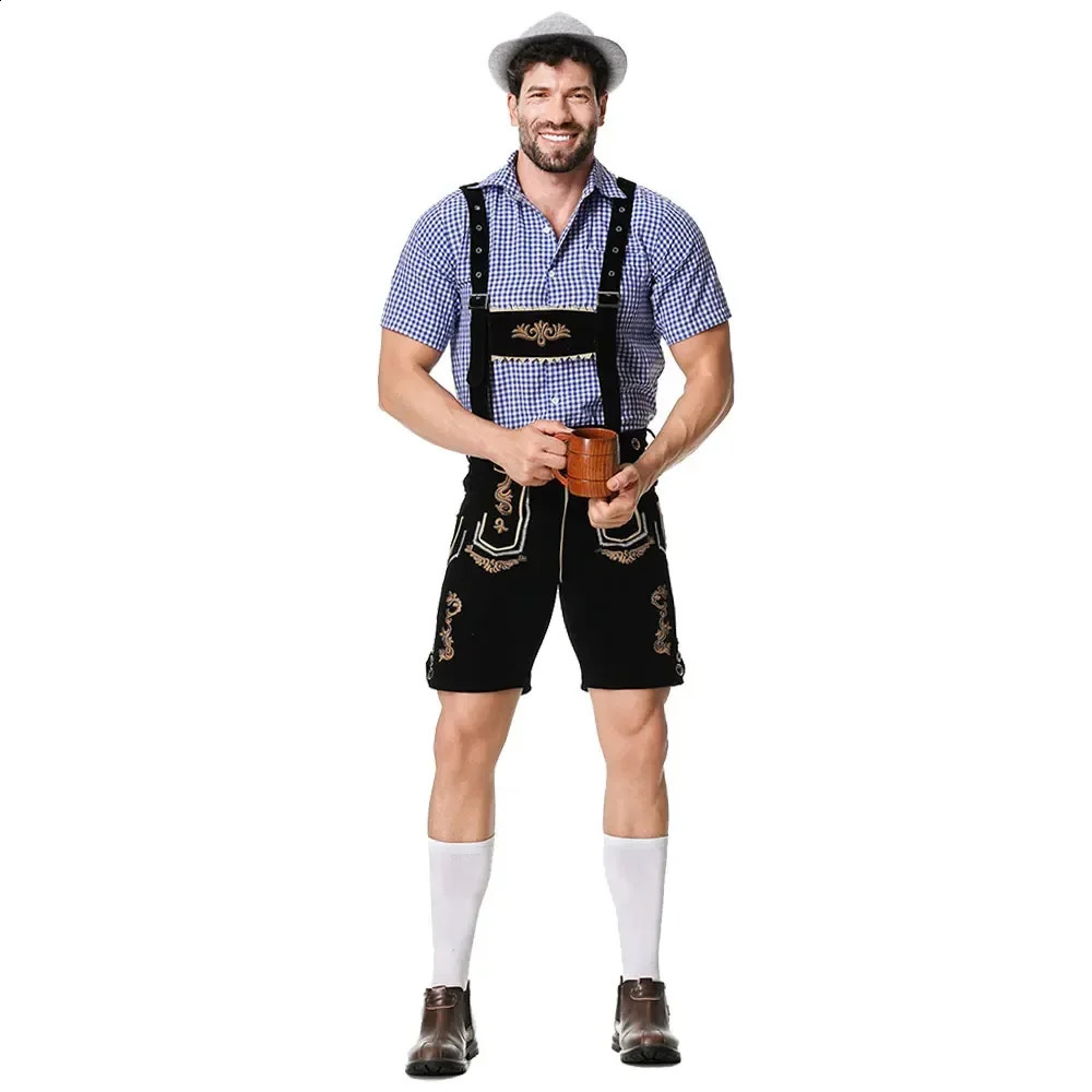 Bavarian October Festival German Beer Clothing Mens Beer Festival Lederhosen Clothing Beer Shirt Pendant Short Hat Role Playing Clothing 240927CJ
