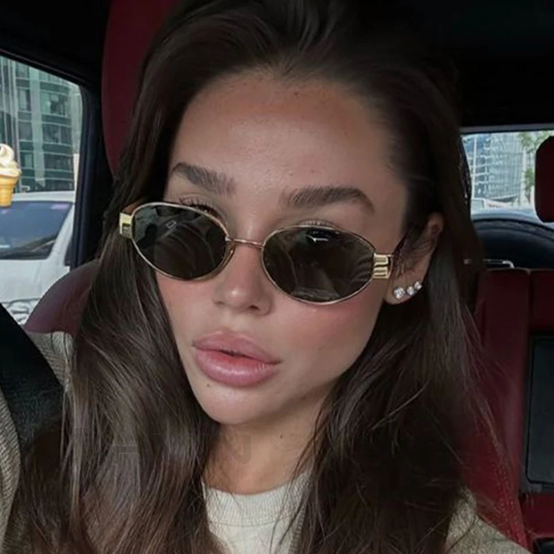 Fashion Oval Sunglasse Retro Trend Outdoor Metal Sun Glasses High Quality Classic Men Eyewear UV400 Goggles 240923