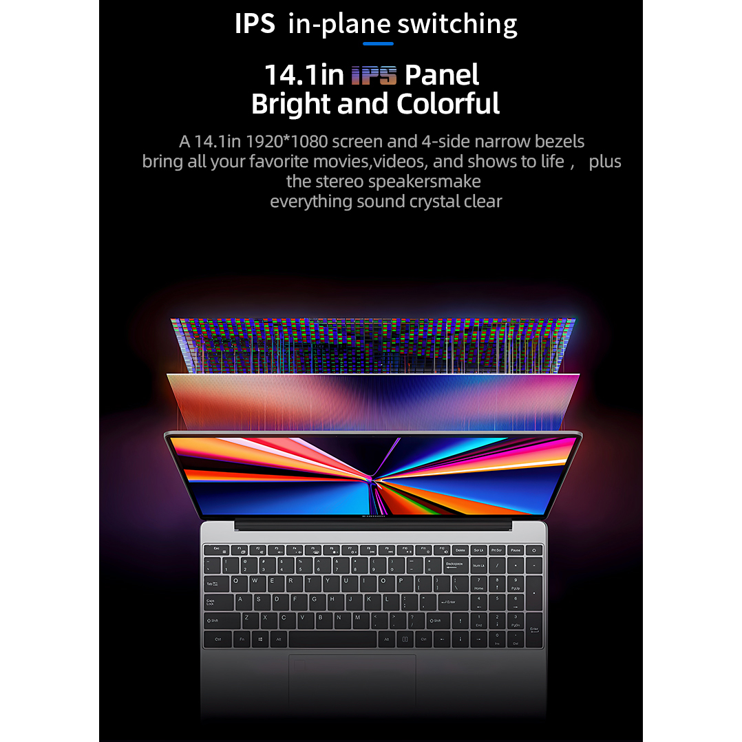 14.1 inch FHD Ultra Slim Laptop, with Intel Celeron N5105 Processor, 12GB RAM, 512 GB Storage, Mini HDMI, Webcam, Windows 11 OS Computer.