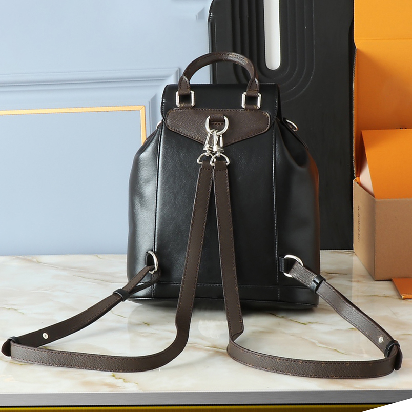 Women Trendy Fashion mini backpack Drawstring Backpacks Black Leather Backpack Student Bookbags Double Designer weekend bag Shoulder bags