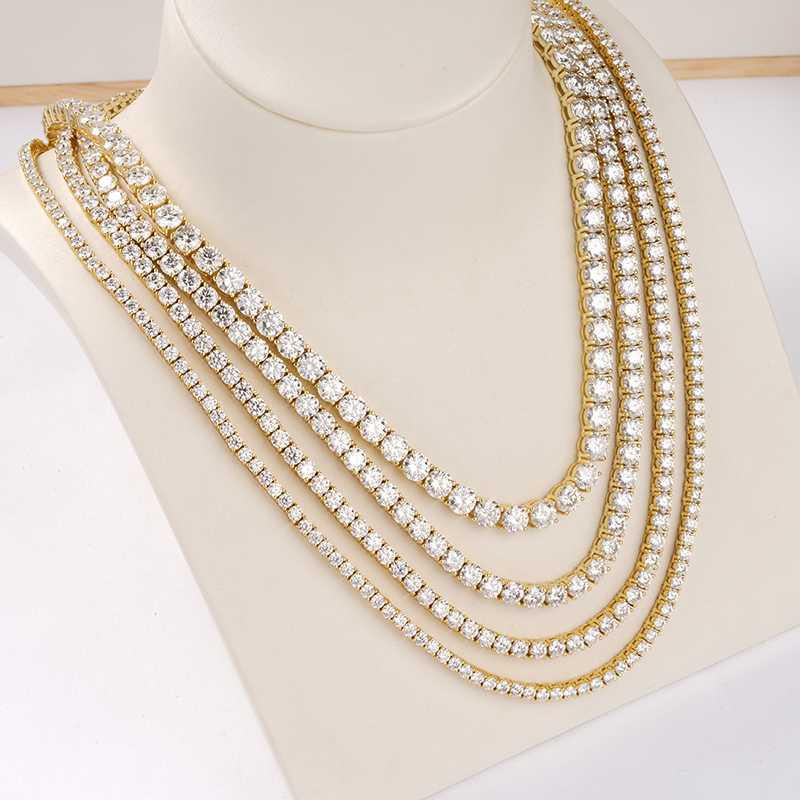 3mm 4mm round shape D VVS1 moissanites Wholesale Starsgem Sterg Sier jewelry bracelet tennis chain S Necklace
