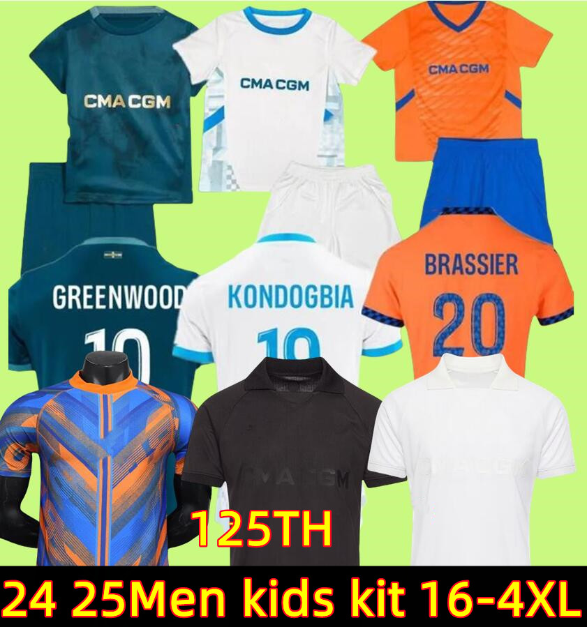 24 25 maillot de 125TH MarseilleI Soccer jerseys GREENWOOD 2024 2025 OM Home man KIDS football shirt hommes enfants HOJBJERG MOUMBAGNA Mbemba Veretout FANS player 11