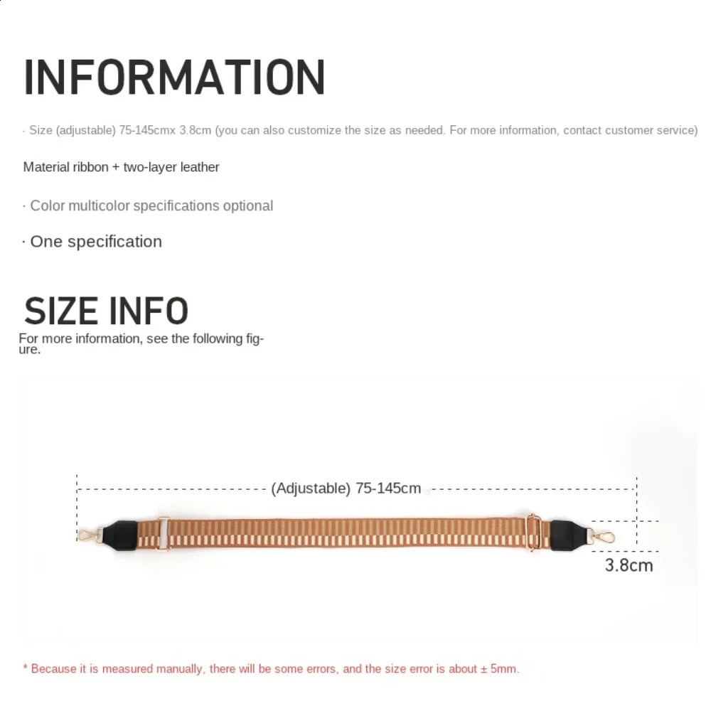 Piano Style Bag Shoulder Strap Replacement Chain Womens Accessories Width Adjustable Fully Matching Belt 240926