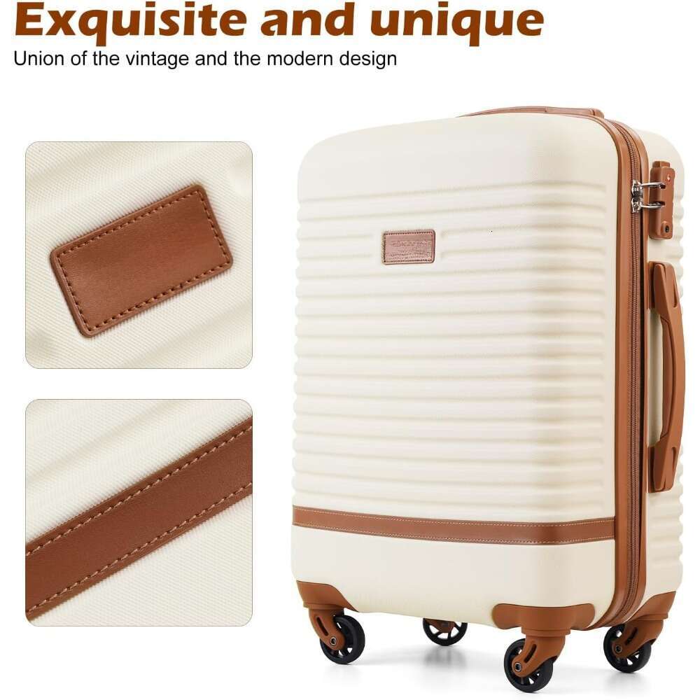 Suitcase 3 Piece Carry On Travel TSA Lock Spinner Wheels Hardshell Lightweight Lage Set 320e 4